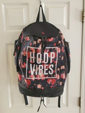 Hoop Culture Hoop Vibe floral patterned basketball backpack.